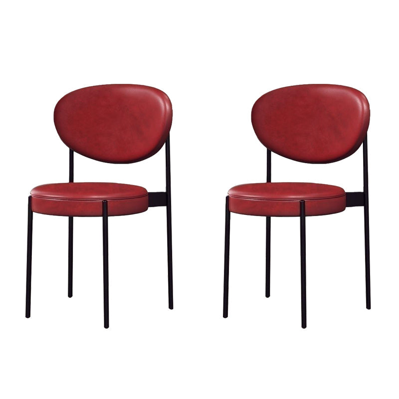 Glam Style Dining Chair Open Back Restaurant Armless Side Chair Red PU（Polyurethane） 2 Piece Set Clearhalo 'Dining Chairs' 'Dining Tables & Seating' 'dining_chair' 'furn' 'furn_dining_chair' 'Furniture' 'Kitchen & Dining Furniture' 6726698