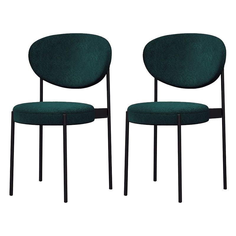 Glam Style Dining Chair Open Back Restaurant Armless Side Chair Blackish Green Flannel 2 Piece Set Clearhalo 'Dining Chairs' 'Dining Tables & Seating' 'dining_chair' 'furn' 'furn_dining_chair' 'Furniture' 'Kitchen & Dining Furniture' 6726701