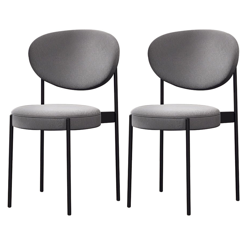Glam Style Dining Chair Open Back Restaurant Armless Side Chair Grey Flannel 2 Piece Set Clearhalo 'Dining Chairs' 'Dining Tables & Seating' 'dining_chair' 'furn' 'furn_dining_chair' 'Furniture' 'Kitchen & Dining Furniture' 6726702