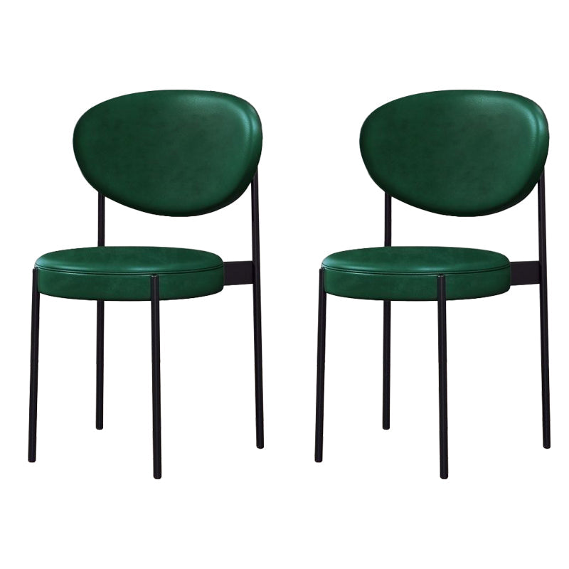 Glam Style Dining Chair Open Back Restaurant Armless Side Chair Blackish Green PU（Polyurethane） 2 Piece Set Clearhalo 'Dining Chairs' 'Dining Tables & Seating' 'dining_chair' 'furn' 'furn_dining_chair' 'Furniture' 'Kitchen & Dining Furniture' 6726703