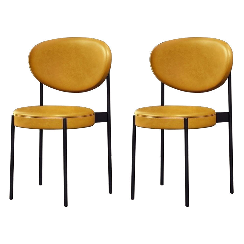 Glam Style Dining Chair Open Back Restaurant Armless Side Chair Yellow PU（Polyurethane） 2 Piece Set Clearhalo 'Dining Chairs' 'Dining Tables & Seating' 'dining_chair' 'furn' 'furn_dining_chair' 'Furniture' 'Kitchen & Dining Furniture' 6726705