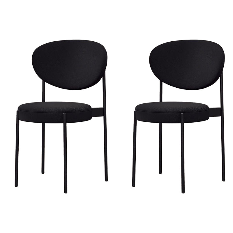 Glam Style Dining Chair Open Back Restaurant Armless Side Chair Black Flannel 2 Piece Set Clearhalo 'Dining Chairs' 'Dining Tables & Seating' 'dining_chair' 'furn' 'furn_dining_chair' 'Furniture' 'Kitchen & Dining Furniture' 6726706