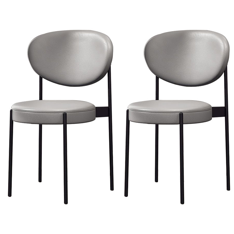 Glam Style Dining Chair Open Back Restaurant Armless Side Chair Grey PU（Polyurethane） 2 Piece Set Clearhalo 'Dining Chairs' 'Dining Tables & Seating' 'dining_chair' 'furn' 'furn_dining_chair' 'Furniture' 'Kitchen & Dining Furniture' 6726707