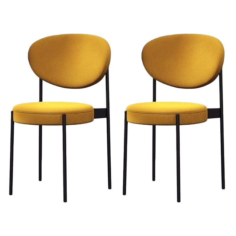 Glam Style Dining Chair Open Back Restaurant Armless Side Chair Yellow Flannel 2 Piece Set Clearhalo 'Dining Chairs' 'Dining Tables & Seating' 'dining_chair' 'furn' 'furn_dining_chair' 'Furniture' 'Kitchen & Dining Furniture' 6726708