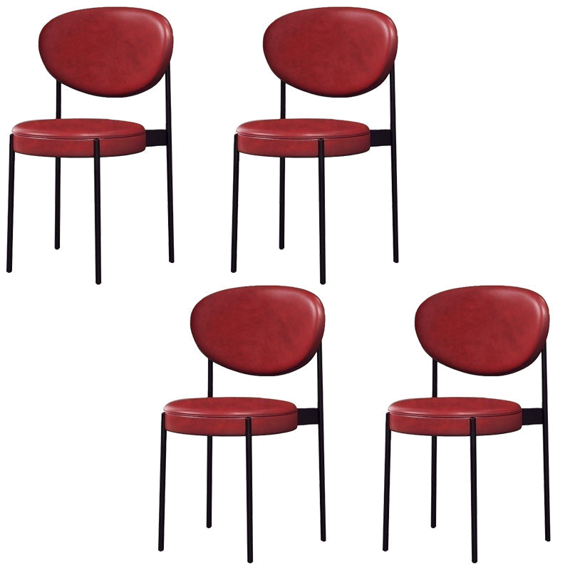 Glam Style Dining Chair Open Back Restaurant Armless Side Chair Red PU（Polyurethane） 4 Piece Set Clearhalo 'Dining Chairs' 'Dining Tables & Seating' 'dining_chair' 'furn' 'furn_dining_chair' 'Furniture' 'Kitchen & Dining Furniture' 6726710