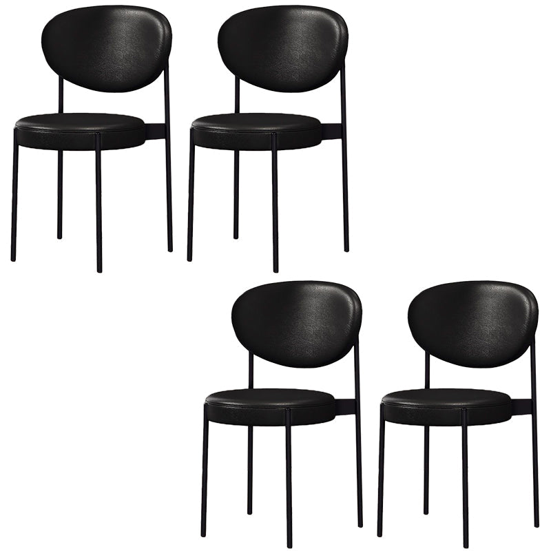 Glam Style Dining Chair Open Back Restaurant Armless Side Chair Black PU（Polyurethane） 4 Piece Set Clearhalo 'Dining Chairs' 'Dining Tables & Seating' 'dining_chair' 'furn' 'furn_dining_chair' 'Furniture' 'Kitchen & Dining Furniture' 6726711