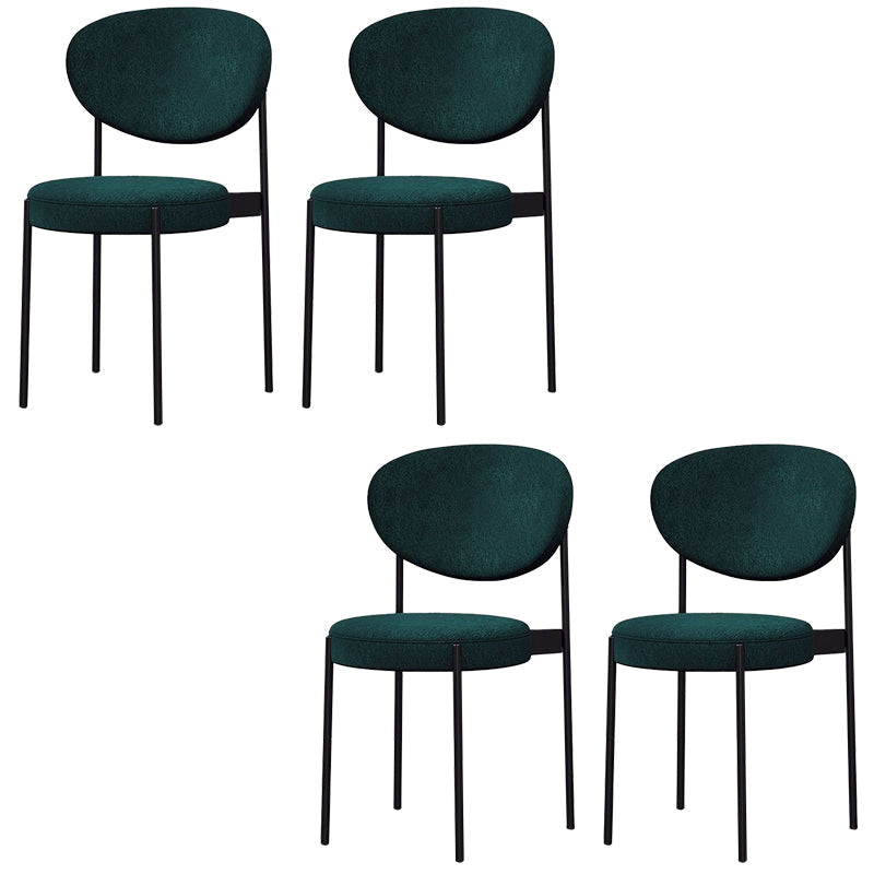 Glam Style Dining Chair Open Back Restaurant Armless Side Chair Blackish Green Flannel 4 Piece Set Clearhalo 'Dining Chairs' 'Dining Tables & Seating' 'dining_chair' 'furn' 'furn_dining_chair' 'Furniture' 'Kitchen & Dining Furniture' 6726713