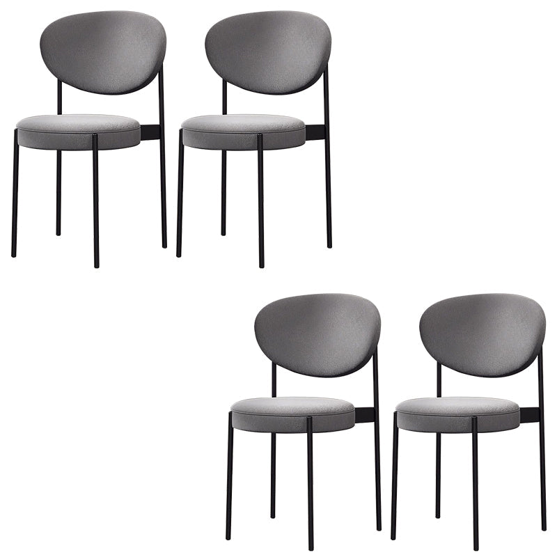 Glam Style Dining Chair Open Back Restaurant Armless Side Chair Grey Flannel 4 Piece Set Clearhalo 'Dining Chairs' 'Dining Tables & Seating' 'dining_chair' 'furn' 'furn_dining_chair' 'Furniture' 'Kitchen & Dining Furniture' 6726714