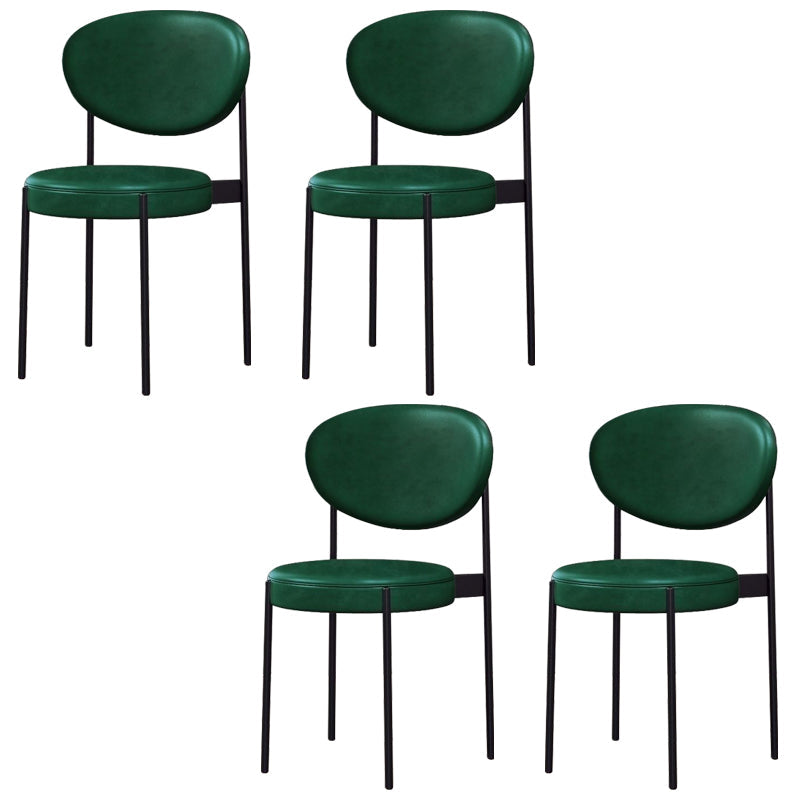 Glam Style Dining Chair Open Back Restaurant Armless Side Chair Blackish Green PU（Polyurethane） 4 Piece Set Clearhalo 'Dining Chairs' 'Dining Tables & Seating' 'dining_chair' 'furn' 'furn_dining_chair' 'Furniture' 'Kitchen & Dining Furniture' 6726715