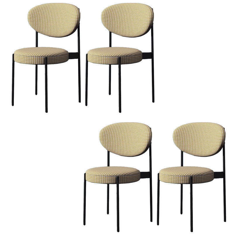 Glam Style Dining Chair Open Back Restaurant Armless Side Chair Yellow Houndstooth Fabric 4 Piece Set Clearhalo 'Dining Chairs' 'Dining Tables & Seating' 'dining_chair' 'furn' 'furn_dining_chair' 'Furniture' 'Kitchen & Dining Furniture' 6726716