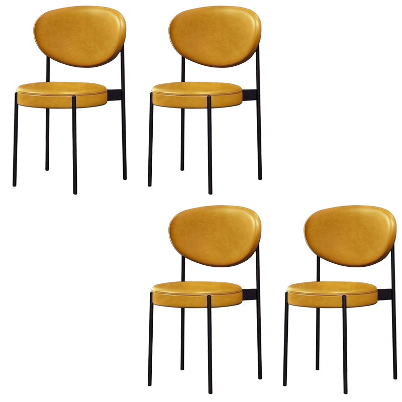 Glam Style Dining Chair Open Back Restaurant Armless Side Chair Yellow PU（Polyurethane） 4 Piece Set Clearhalo 'Dining Chairs' 'Dining Tables & Seating' 'dining_chair' 'furn' 'furn_dining_chair' 'Furniture' 'Kitchen & Dining Furniture' 6726717