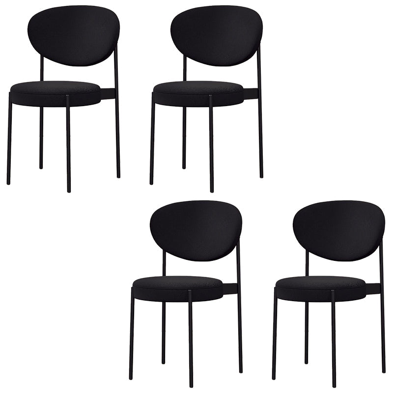 Glam Style Dining Chair Open Back Restaurant Armless Side Chair Black Flannel 4 Piece Set Clearhalo 'Dining Chairs' 'Dining Tables & Seating' 'dining_chair' 'furn' 'furn_dining_chair' 'Furniture' 'Kitchen & Dining Furniture' 6726718
