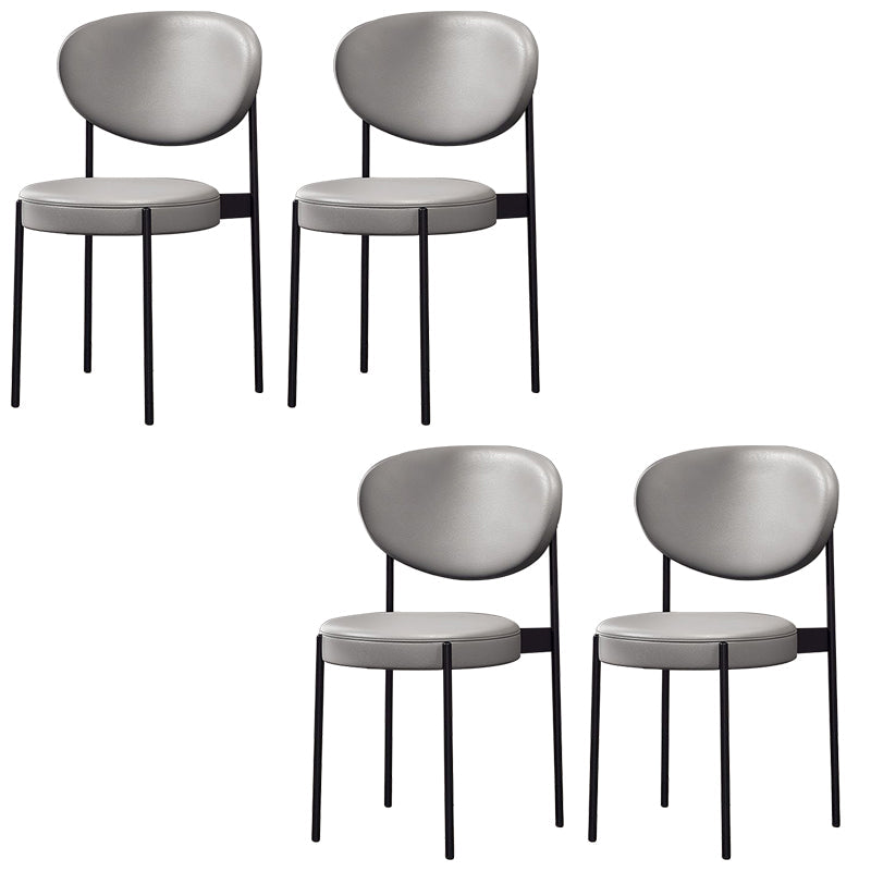 Glam Style Dining Chair Open Back Restaurant Armless Side Chair Grey PU（Polyurethane） 4 Piece Set Clearhalo 'Dining Chairs' 'Dining Tables & Seating' 'dining_chair' 'furn' 'furn_dining_chair' 'Furniture' 'Kitchen & Dining Furniture' 6726719