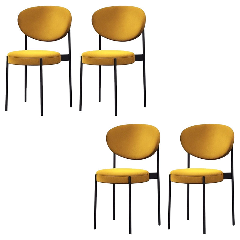 Glam Style Dining Chair Open Back Restaurant Armless Side Chair Yellow Flannel 4 Piece Set Clearhalo 'Dining Chairs' 'Dining Tables & Seating' 'dining_chair' 'furn' 'furn_dining_chair' 'Furniture' 'Kitchen & Dining Furniture' 6726720
