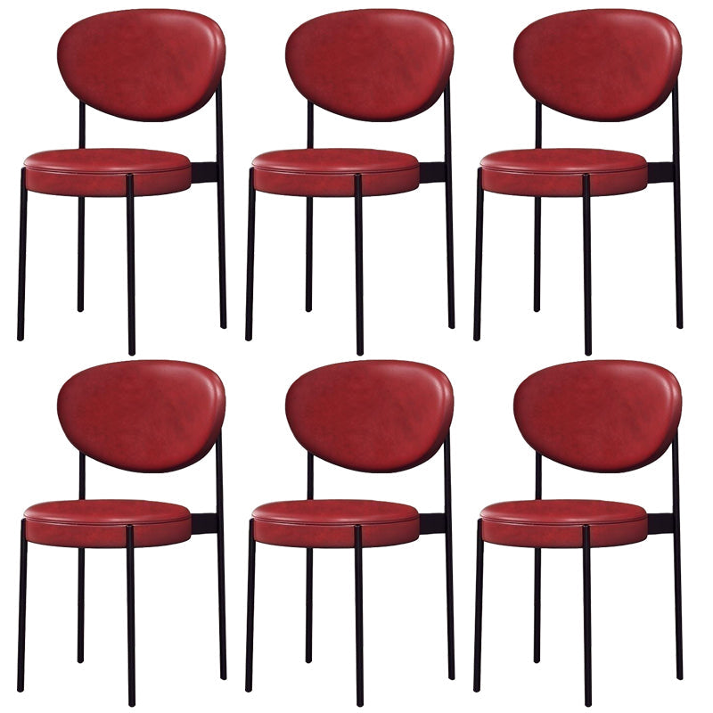 Glam Style Dining Chair Open Back Restaurant Armless Side Chair Red PU（Polyurethane） 6 Piece Set Clearhalo 'Dining Chairs' 'Dining Tables & Seating' 'dining_chair' 'furn' 'furn_dining_chair' 'Furniture' 'Kitchen & Dining Furniture' 6726722