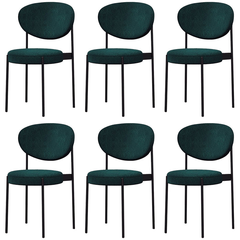Glam Style Dining Chair Open Back Restaurant Armless Side Chair Blackish Green Flannel 6 Piece Set Clearhalo 'Dining Chairs' 'Dining Tables & Seating' 'dining_chair' 'furn' 'furn_dining_chair' 'Furniture' 'Kitchen & Dining Furniture' 6726725
