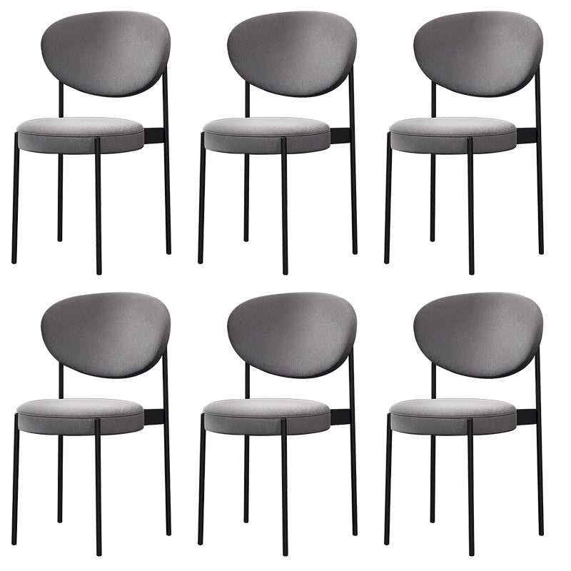 Glam Style Dining Chair Open Back Restaurant Armless Side Chair Grey Flannel 6 Piece Set Clearhalo 'Dining Chairs' 'Dining Tables & Seating' 'dining_chair' 'furn' 'furn_dining_chair' 'Furniture' 'Kitchen & Dining Furniture' 6726726