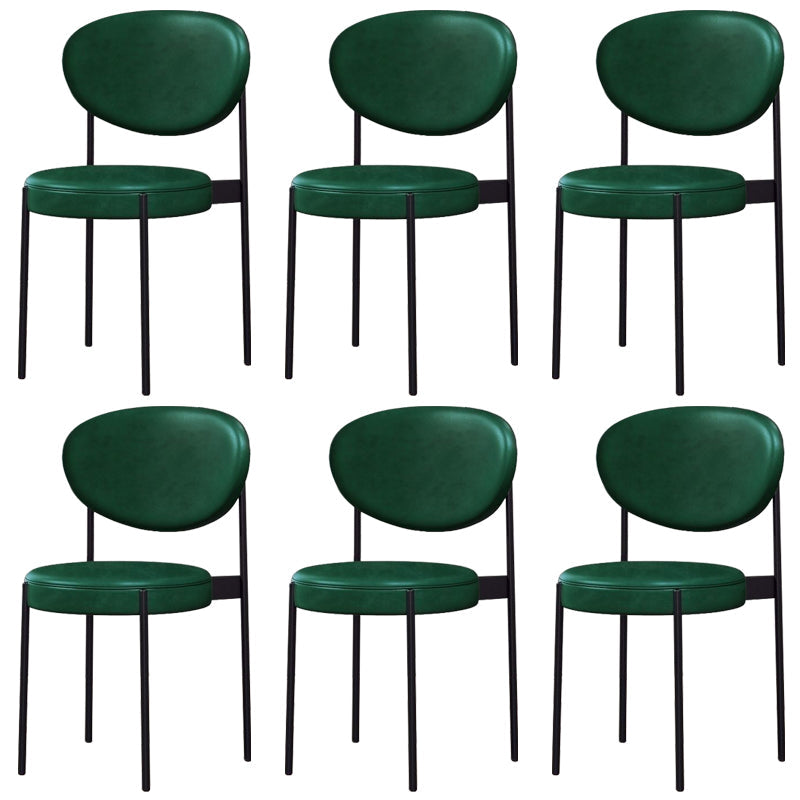 Glam Style Dining Chair Open Back Restaurant Armless Side Chair Blackish Green PU（Polyurethane） 6 Piece Set Clearhalo 'Dining Chairs' 'Dining Tables & Seating' 'dining_chair' 'furn' 'furn_dining_chair' 'Furniture' 'Kitchen & Dining Furniture' 6726727