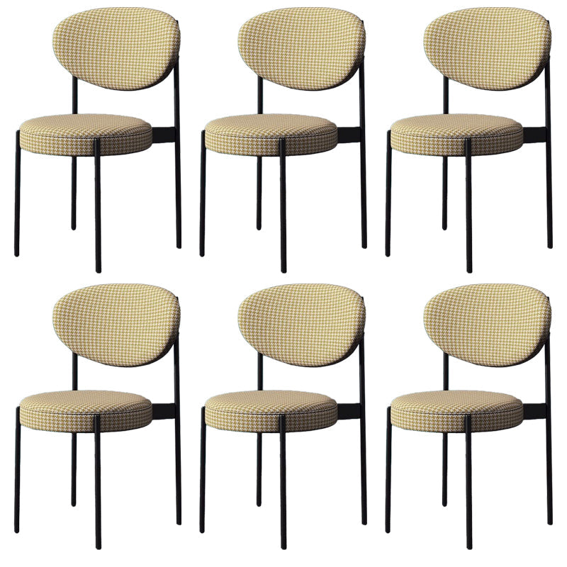Glam Style Dining Chair Open Back Restaurant Armless Side Chair Yellow Houndstooth Fabric 6 Piece Set Clearhalo 'Dining Chairs' 'Dining Tables & Seating' 'dining_chair' 'furn' 'furn_dining_chair' 'Furniture' 'Kitchen & Dining Furniture' 6726728