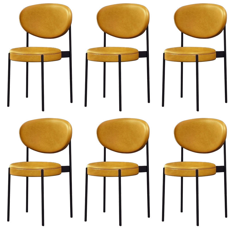 Glam Style Dining Chair Open Back Restaurant Armless Side Chair Yellow PU（Polyurethane） 6 Piece Set Clearhalo 'Dining Chairs' 'Dining Tables & Seating' 'dining_chair' 'furn' 'furn_dining_chair' 'Furniture' 'Kitchen & Dining Furniture' 6726729