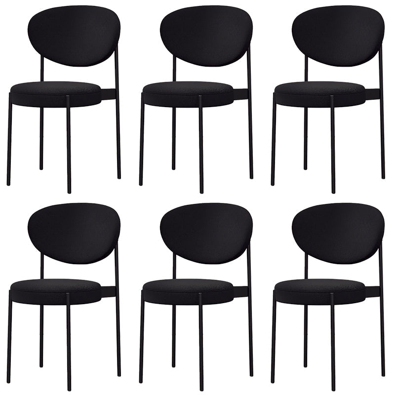 Glam Style Dining Chair Open Back Restaurant Armless Side Chair Black Flannel 6 Piece Set Clearhalo 'Dining Chairs' 'Dining Tables & Seating' 'dining_chair' 'furn' 'furn_dining_chair' 'Furniture' 'Kitchen & Dining Furniture' 6726730