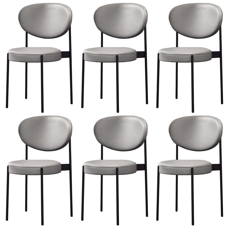 Glam Style Dining Chair Open Back Restaurant Armless Side Chair Grey PU（Polyurethane） 6 Piece Set Clearhalo 'Dining Chairs' 'Dining Tables & Seating' 'dining_chair' 'furn' 'furn_dining_chair' 'Furniture' 'Kitchen & Dining Furniture' 6726731