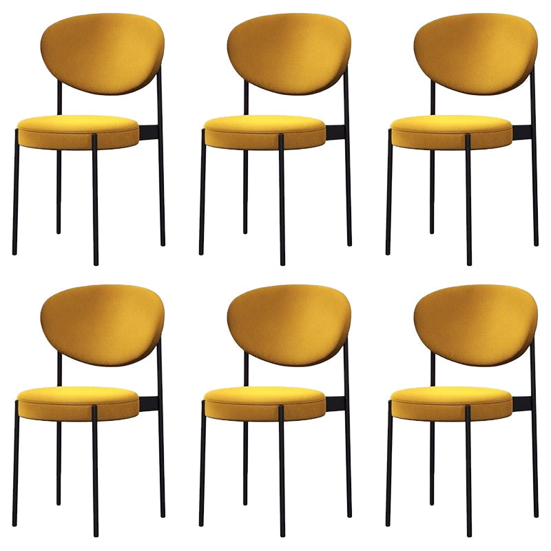 Glam Style Dining Chair Open Back Restaurant Armless Side Chair Yellow Flannel 6 Piece Set Clearhalo 'Dining Chairs' 'Dining Tables & Seating' 'dining_chair' 'furn' 'furn_dining_chair' 'Furniture' 'Kitchen & Dining Furniture' 6726732