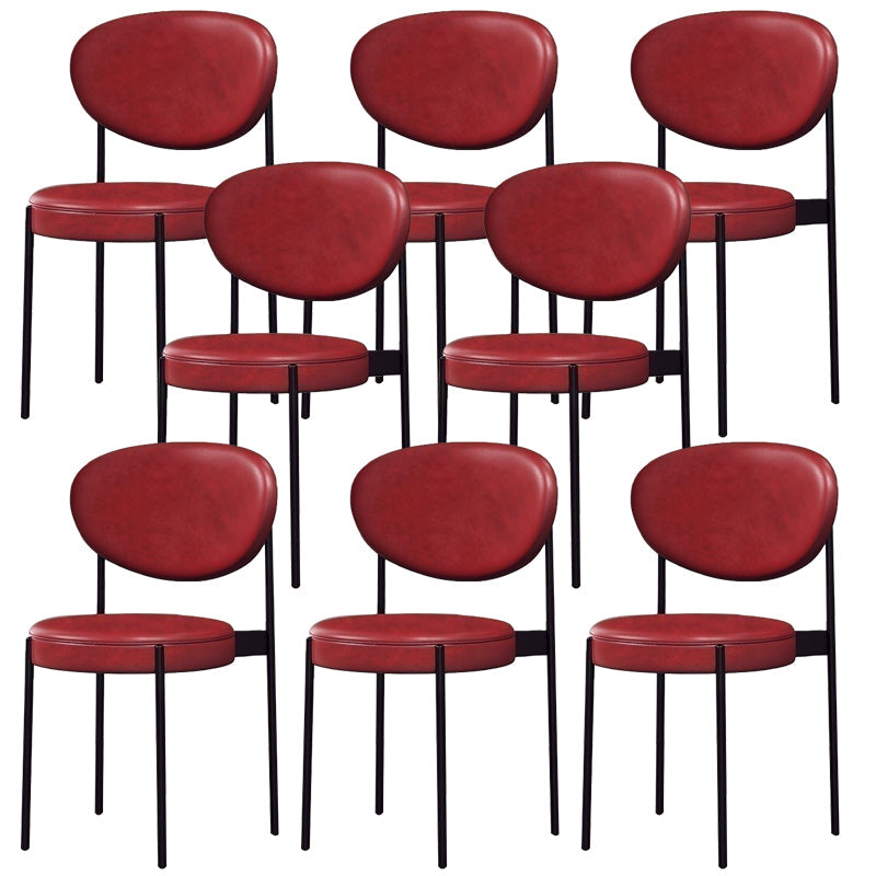 Glam Style Dining Chair Open Back Restaurant Armless Side Chair Red PU（Polyurethane） 8 Piece Set Clearhalo 'Dining Chairs' 'Dining Tables & Seating' 'dining_chair' 'furn' 'furn_dining_chair' 'Furniture' 'Kitchen & Dining Furniture' 6726734