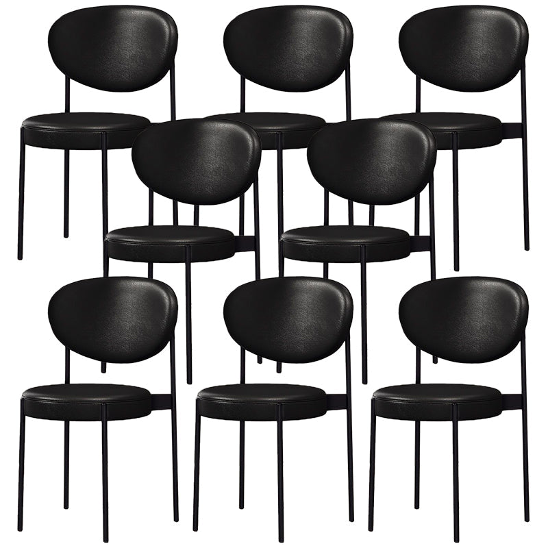 Glam Style Dining Chair Open Back Restaurant Armless Side Chair Black PU（Polyurethane） 8 Piece Set Clearhalo 'Dining Chairs' 'Dining Tables & Seating' 'dining_chair' 'furn' 'furn_dining_chair' 'Furniture' 'Kitchen & Dining Furniture' 6726735