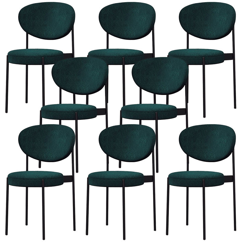 Glam Style Dining Chair Open Back Restaurant Armless Side Chair Blackish Green Flannel 8 Piece Set Clearhalo 'Dining Chairs' 'Dining Tables & Seating' 'dining_chair' 'furn' 'furn_dining_chair' 'Furniture' 'Kitchen & Dining Furniture' 6726737