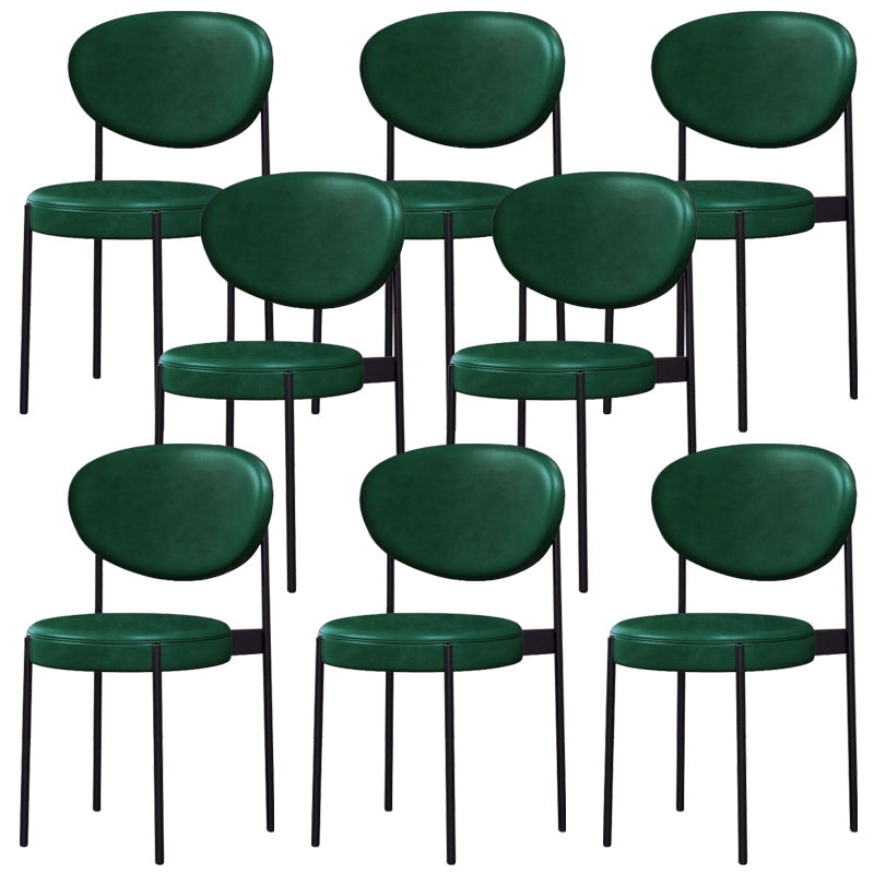 Glam Style Dining Chair Open Back Restaurant Armless Side Chair Blackish Green PU（Polyurethane） 8 Piece Set Clearhalo 'Dining Chairs' 'Dining Tables & Seating' 'dining_chair' 'furn' 'furn_dining_chair' 'Furniture' 'Kitchen & Dining Furniture' 6726739