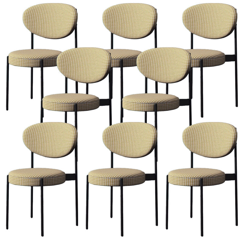 Glam Style Dining Chair Open Back Restaurant Armless Side Chair Yellow Houndstooth Fabric 8 Piece Set Clearhalo 'Dining Chairs' 'Dining Tables & Seating' 'dining_chair' 'furn' 'furn_dining_chair' 'Furniture' 'Kitchen & Dining Furniture' 6726740