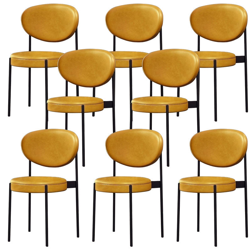 Glam Style Dining Chair Open Back Restaurant Armless Side Chair Yellow PU（Polyurethane） 8 Piece Set Clearhalo 'Dining Chairs' 'Dining Tables & Seating' 'dining_chair' 'furn' 'furn_dining_chair' 'Furniture' 'Kitchen & Dining Furniture' 6726741