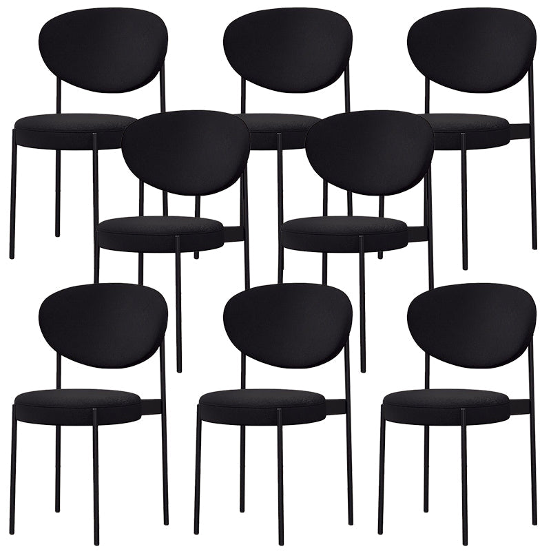 Glam Style Dining Chair Open Back Restaurant Armless Side Chair Black Flannel 8 Piece Set Clearhalo 'Dining Chairs' 'Dining Tables & Seating' 'dining_chair' 'furn' 'furn_dining_chair' 'Furniture' 'Kitchen & Dining Furniture' 6726742
