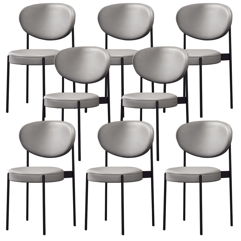 Glam Style Dining Chair Open Back Restaurant Armless Side Chair Grey PU（Polyurethane） 8 Piece Set Clearhalo 'Dining Chairs' 'Dining Tables & Seating' 'dining_chair' 'furn' 'furn_dining_chair' 'Furniture' 'Kitchen & Dining Furniture' 6726743