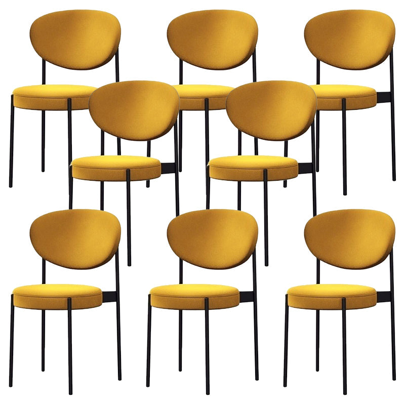 Glam Style Dining Chair Open Back Restaurant Armless Side Chair Yellow Flannel 8 Piece Set Clearhalo 'Dining Chairs' 'Dining Tables & Seating' 'dining_chair' 'furn' 'furn_dining_chair' 'Furniture' 'Kitchen & Dining Furniture' 6726744