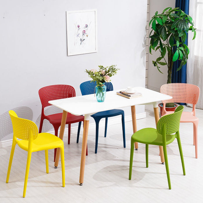 Open Back Dining Side Chair Stacking Plastic Dining Armless Chair