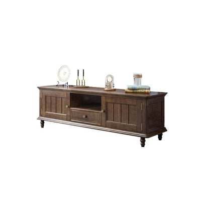Support multimédia TV antique, console TV en frêne avec tiroirs pour salon