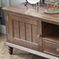 Support multimédia TV antique, console TV en frêne avec tiroirs pour salon