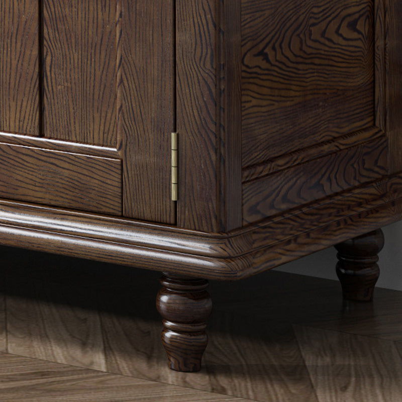 Support multimédia TV antique, console TV en frêne avec tiroirs pour salon
