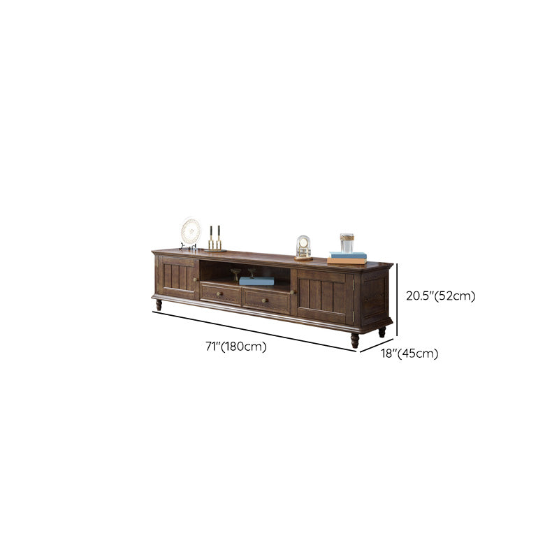 Support multimédia TV antique, console TV en frêne avec tiroirs pour salon