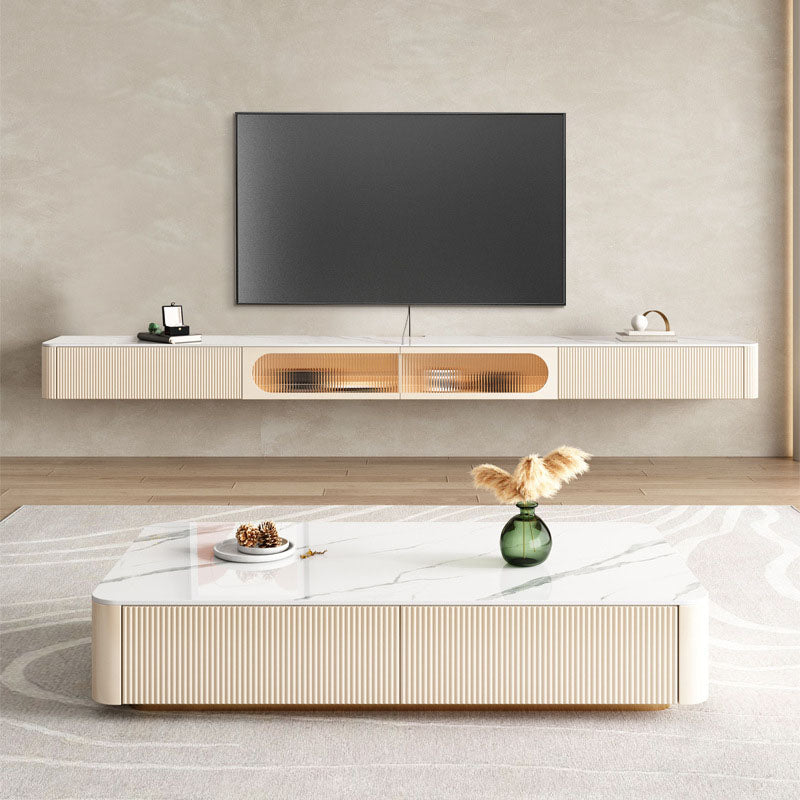 Moderne tv-mediastandaard stenen tv-console voor aan de muur met deuren