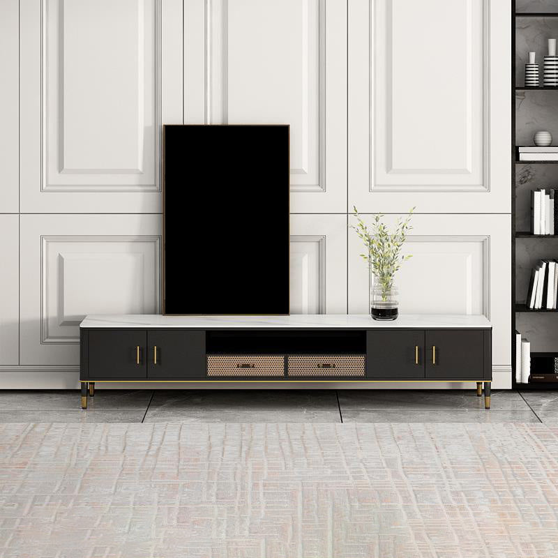 Console multimédia TV moderne, support multimédia TV en pierre pour le salon