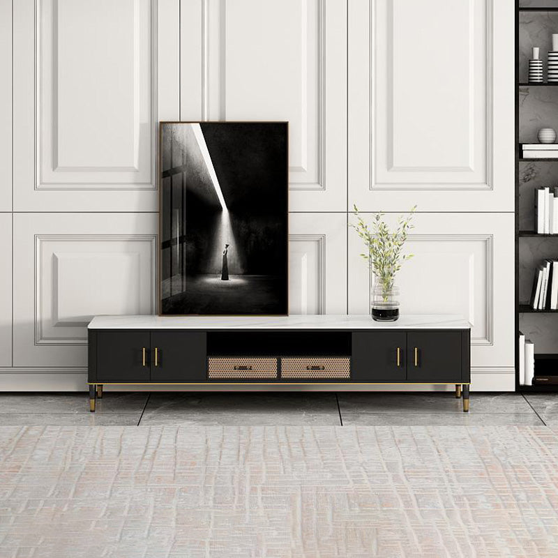 Console multimédia TV moderne, support multimédia TV en pierre pour le salon