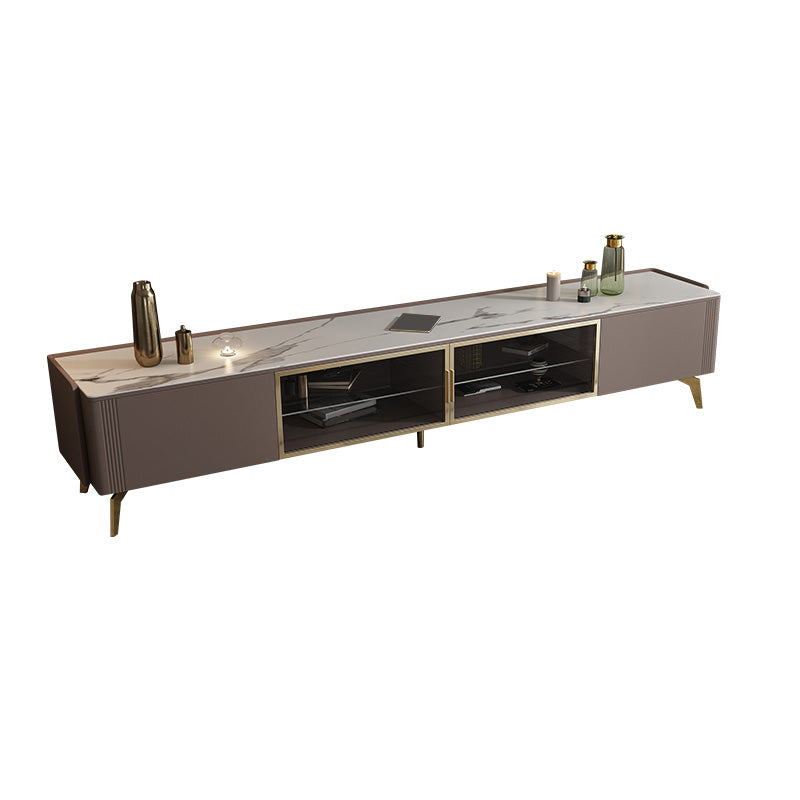 Glam Media Console TV Stand Stone TV Media Console for Living Room White Clearhalo 'furn' 'furn_tv_stands_entertainment_centers' 'Furniture' 'Living Room Furniture' 'TV Stands & Entertainment Centers' 'TV Stands & Media Storage Furniture' 'tv_stands_entertainment_centers' 6729564