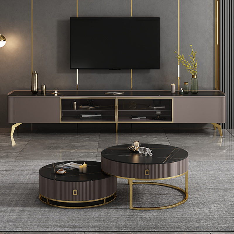Glam Media Console TV Stand Stone TV Media Console for Living Room Clearhalo 'furn' 'furn_tv_stands_entertainment_centers' 'Furniture' 'Living Room Furniture' 'TV Stands & Entertainment Centers' 'TV Stands & Media Storage Furniture' 'tv_stands_entertainment_centers' 6729565