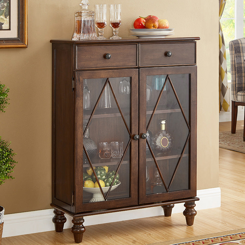 Mid-Century Modern Display Stand Rubberwood Display Cabinet with Doors for Dining Room Clearhalo 'Display & China Cabinets' 'display_china_cabinets' 'furn' 'furn_display_china_cabinets' 'Furniture' 'Kitchen & Dining Furniture' 6729670