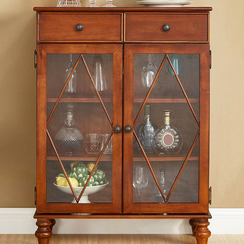 Mid-Century Modern Display Stand Rubberwood Display Cabinet with Doors for Dining Room Clearhalo 'Display & China Cabinets' 'display_china_cabinets' 'furn' 'furn_display_china_cabinets' 'Furniture' 'Kitchen & Dining Furniture' 6729672