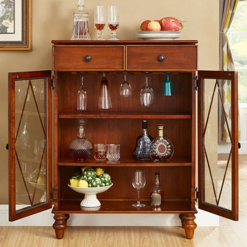 Mident secolo moderno moderno armadio per esposizioni in legno in gomma con porte per sala da pranzo