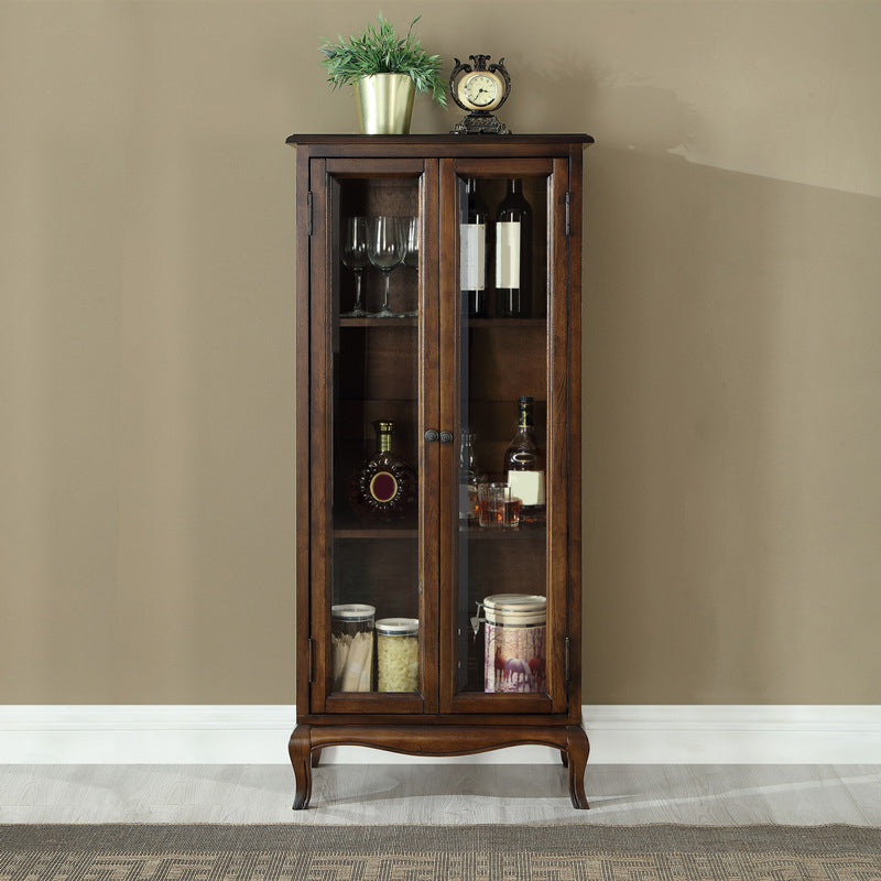 Mid-Century Modern Display Stand Rubberwood Display Cabinet with Doors for Dining Room 22.8"L x 12.6"W x 51.2"H Nut-Brown Clearhalo 'Display & China Cabinets' 'display_china_cabinets' 'furn' 'furn_display_china_cabinets' 'Furniture' 'Kitchen & Dining Furniture' 6729677